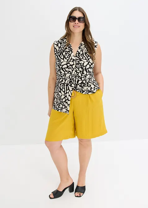 P&oacute;lo tričko bez ruk&aacute;vů, s nařasen&iacute;m, bonprix