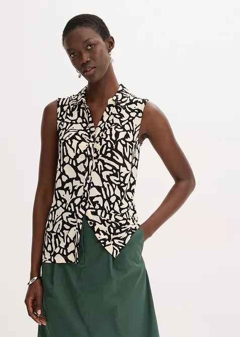 Pólo tričko bez rukávů, s nařasením, bonprix