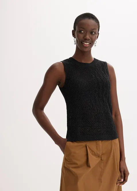 Ažurový pletený top s metalickými vlákny, bonprix