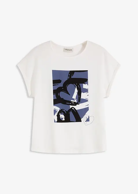 Tričko s viskózou a třpytivými kamínky, bonprix