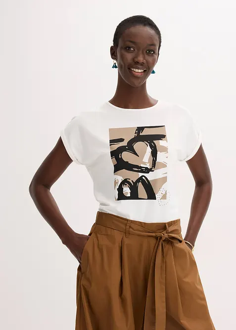 Tričko s visk&oacute;zou a třpytiv&yacute;mi kam&iacute;nky, bonprix