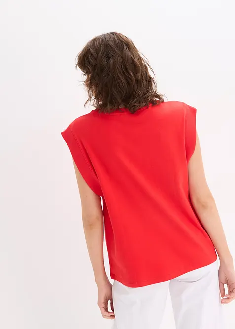 Top s žebrovanou vsadkou na rukávu, bonprix