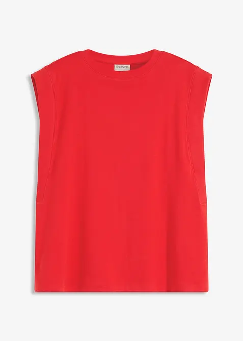 Top s žebrovanou vsadkou na rukávu, bonprix