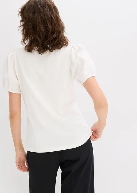 Žerzejové tričko s rukávy z bavlněného popelínu, bonprix