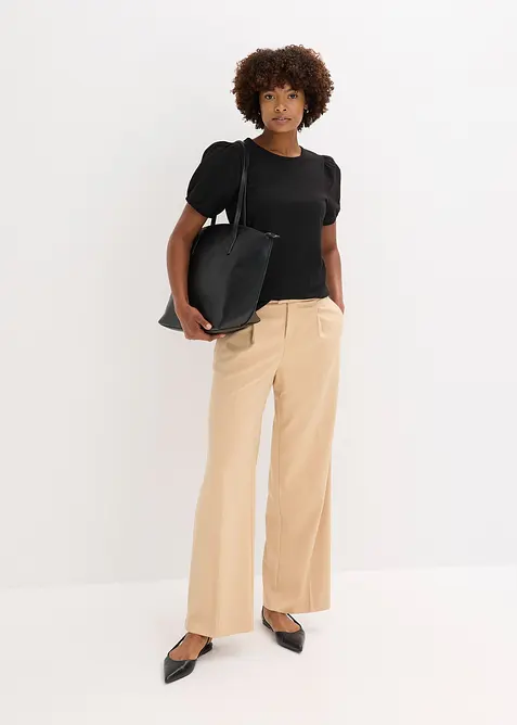 Žerzejové tričko s rukávy z bavlněného popelínu, bonprix