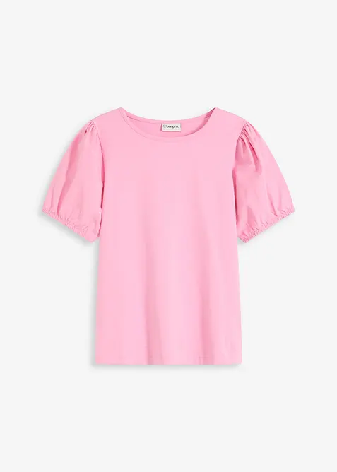 Žerzejové tričko s rukávy z bavlněného popelínu, bonprix