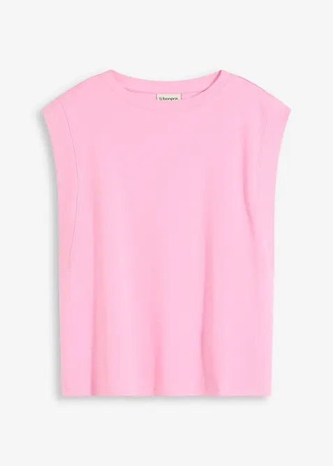 Top s žebrovanou vsadkou na ruk&aacute;vu, bonprix