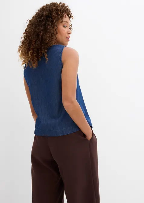 Džínový halenkový top z organické bavlny, bonprix