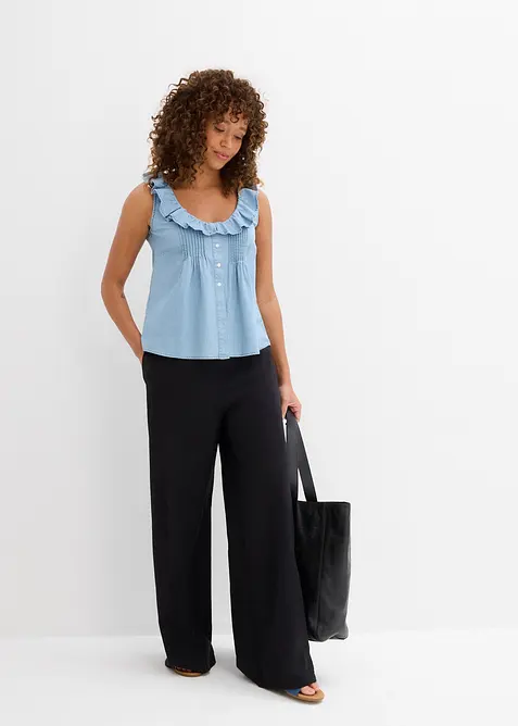 Džínový halenkový top z organické bavlny, bonprix