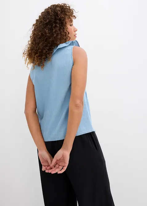 Džínový halenkový top z organické bavlny, bonprix