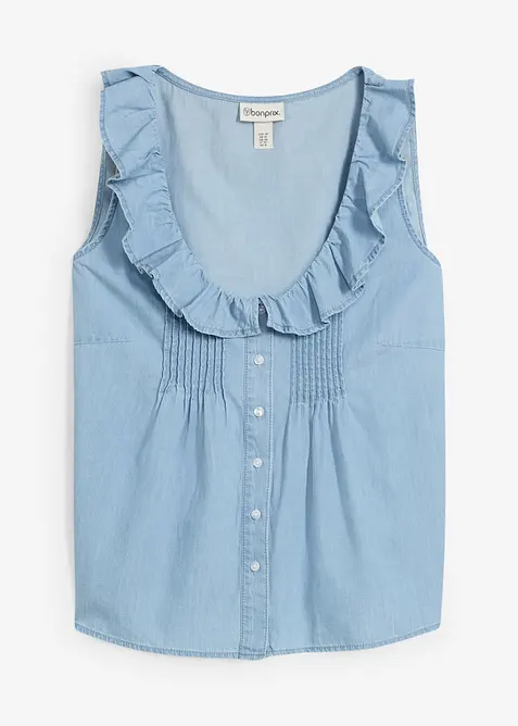 Džínový halenkový top z organické bavlny, bonprix