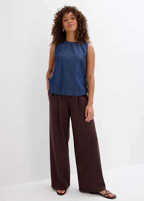 Džínový halenkový top z organické bavlny, bonprix