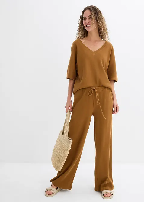 Strukturované kalhoty z čisté bavlny, bonprix