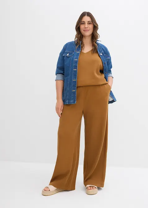 Strukturovan&eacute; kalhoty z čist&eacute; bavlny, bonprix