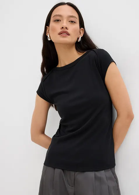 Žebrovan&yacute; top z měkk&eacute; směsi s modalem, bonprix