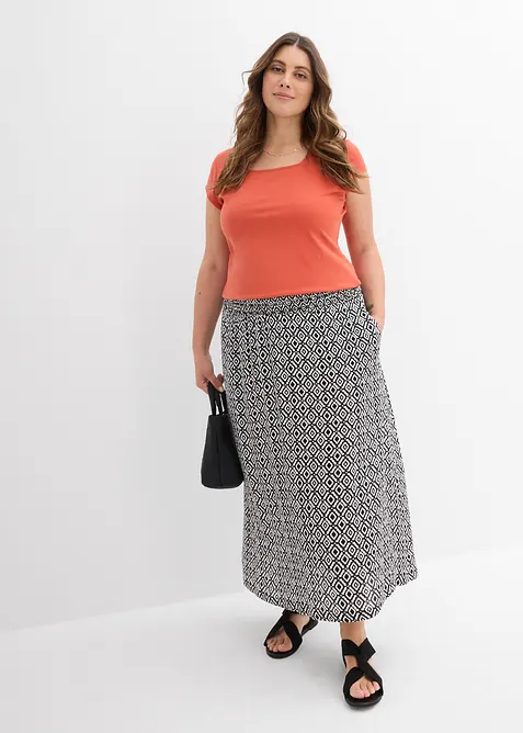 Dlouhá sukně z mačkaného viskózového materiálu, bonprix