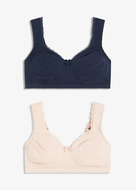 Zmenšovací hladká podprsenka bez kostic, s organickou bavlnou (2 ks v balení), bonprix