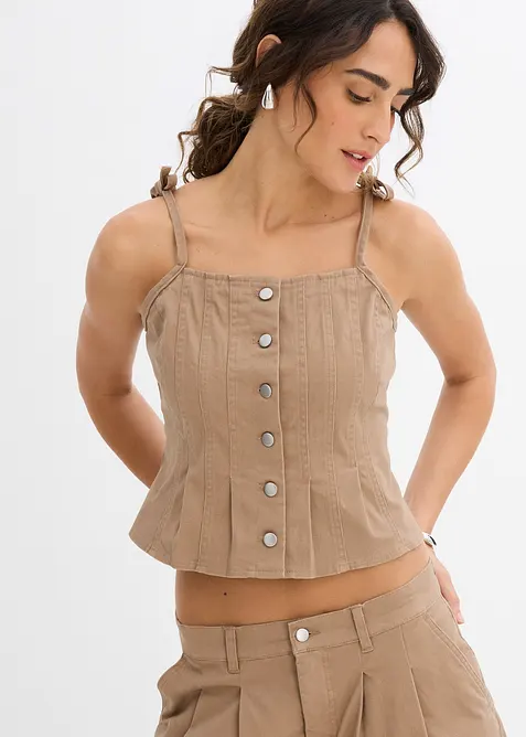 Top se špagetovými ramínky, z elastické směsi s bavlnou, bonprix