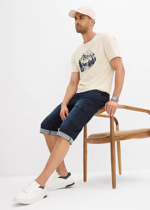 Strečové džínové cargo bermudy, Regular Fit, bonprix
