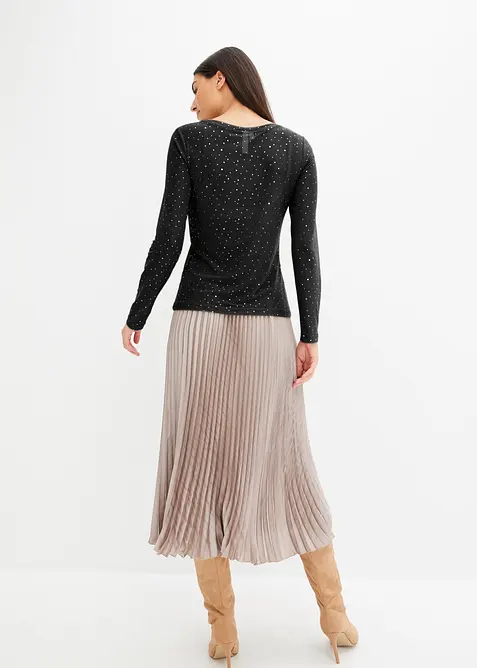 Tričko s dlouhým rukávem ze třpytivé síťoviny, bonprix