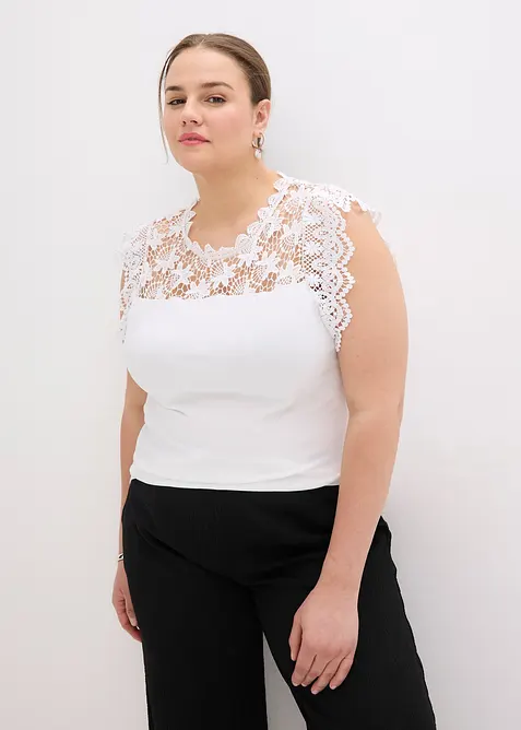 Tričko s krajkovou vsadkou, bonprix