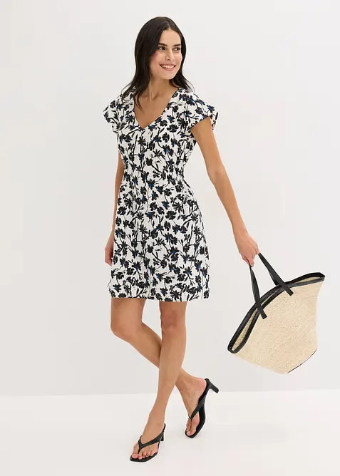 Šaty s křidélkovými rukávy, ze strukturovaného materiálu, bonprix