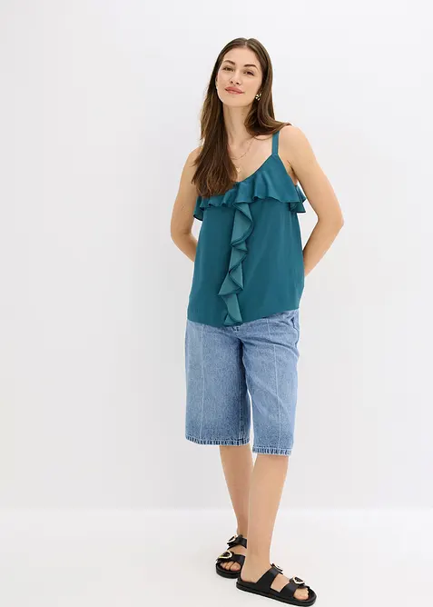 Top s úzkými ramínky, z lesklého saténu, bonprix