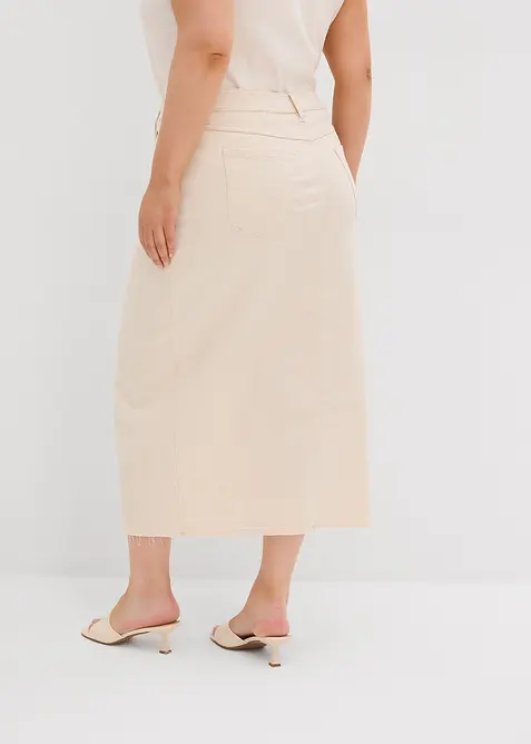 Džínová sukně s rozparkem, bonprix