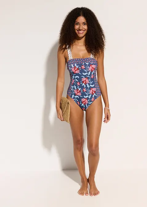 Bandeau jednodílné plavky se širokými ramínky, bonprix