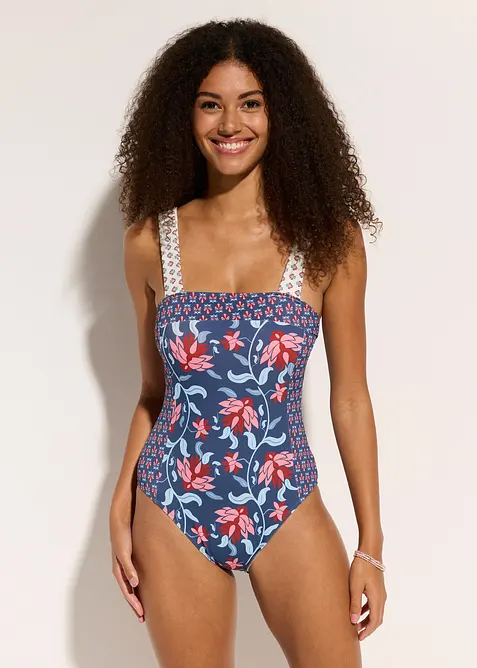 Bandeau jednodílné plavky se širokými ramínky, bonprix