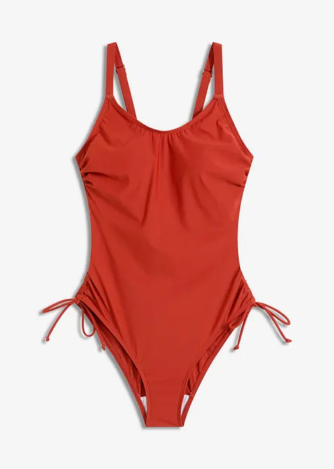 Stahovací jednodílné plavky se šněrováním, lehký tvarující efekt, bonprix