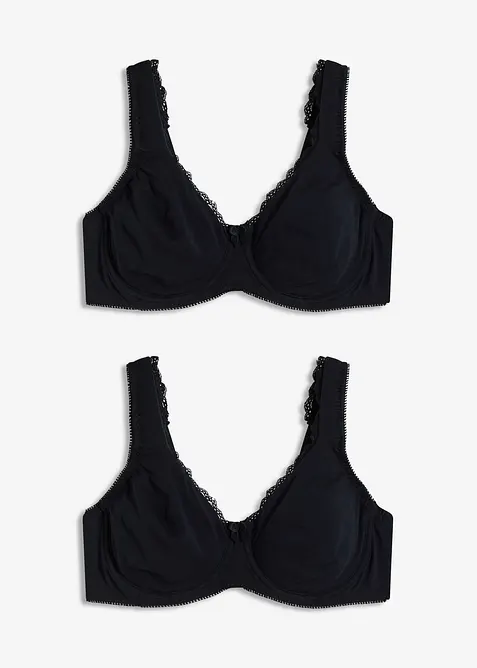 Zmenšovací hladká podprsenka s kosticemi a organickou bavlnou (2 ks v balení), bonprix