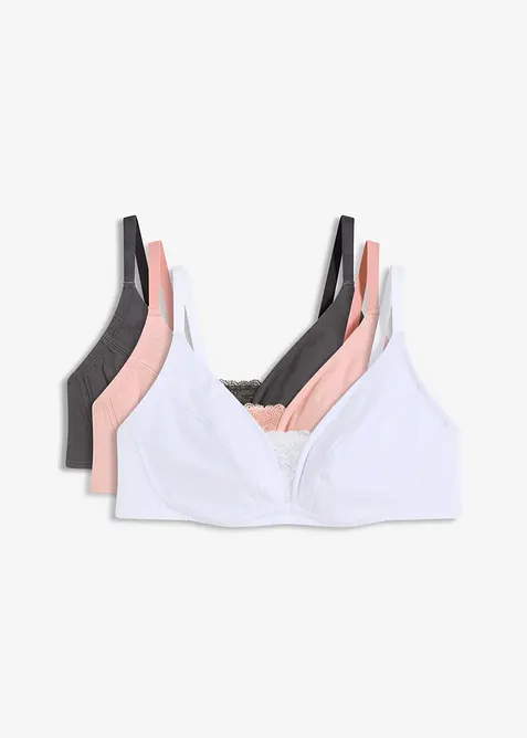Podprsenka bez kostic, s měkkou organickou bavlnou (3 ks v balení), bonprix