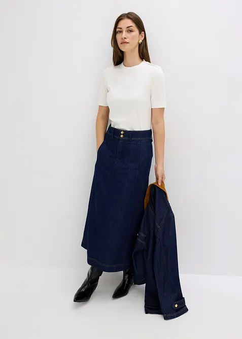 Žebrované triko z měkké viskózové směsi, bonprix