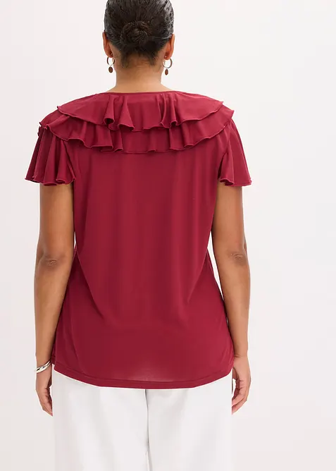 Tričko s vol&aacute;ny, z měkk&eacute; směsi s modalem, bonprix