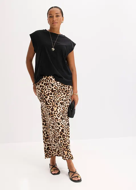 Midi sukně ze splývavé viskózy, bonprix