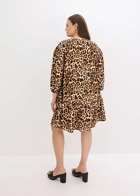 Tunikové šaty ze strukturovaného krepu s potiskem, bonprix