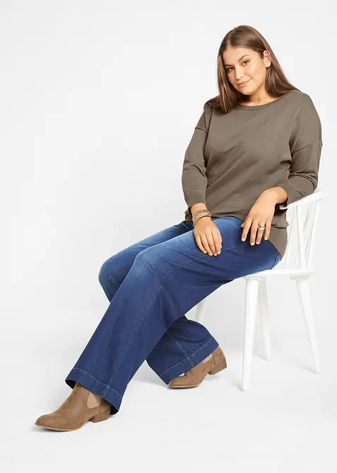 Dž&iacute;ny, Wide Leg, Mid Waist, pohodln&yacute; pas, bonprix