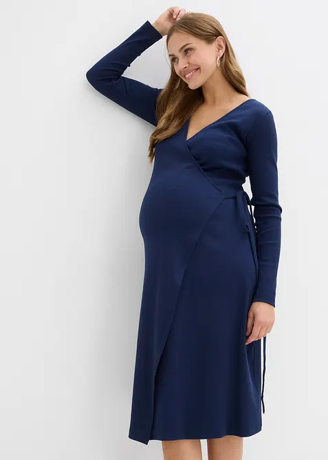 Žebrované zavinovací šaty z organické bavlny, pro těhotenství i pro období po porodu, bonprix