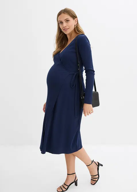 Žebrované zavinovací šaty z organické bavlny, pro těhotenství i pro období po porodu, bonprix