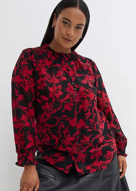 Šifonová halenka s žabičkováním, bonprix