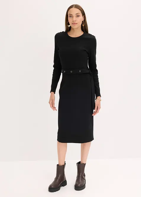 Midi šaty z elastické bavlněné směsi, bonprix