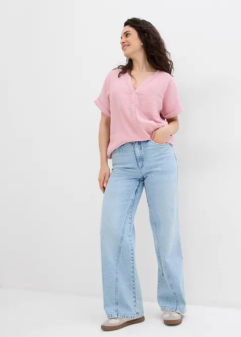 Mušelínová halenka s krátkým rukávem, bonprix