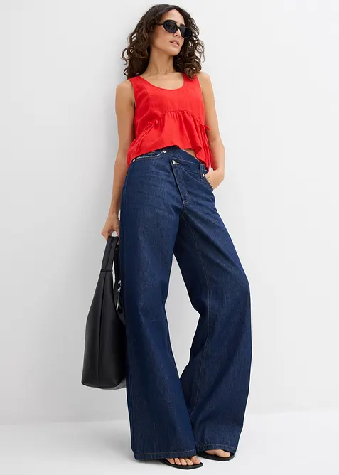 Halenkový top ze vzdušné lněné směsi, bonprix