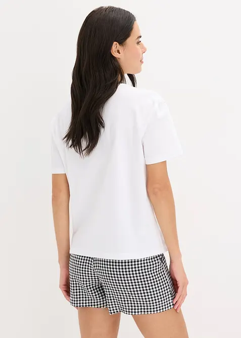 Krátké pyžamo s tkanými šortkami, bonprix