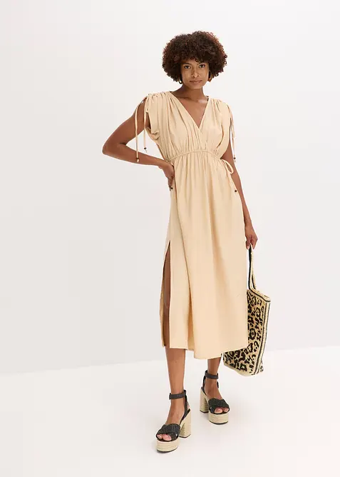 Maxi šaty se širokými rukávy, ze strukturovaného materiálu, bonprix