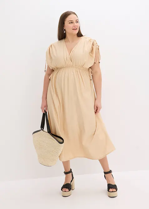 Maxi &scaron;aty se &scaron;irok&yacute;mi ruk&aacute;vy, ze strukturovan&eacute;ho materi&aacute;lu, bonprix