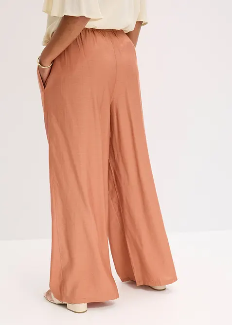 Palazzo kalhoty ze strukturovan&eacute; visk&oacute;zov&eacute; směsi, bonprix