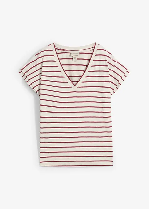 Proužkované tričko s volánovými rukávy, bonprix