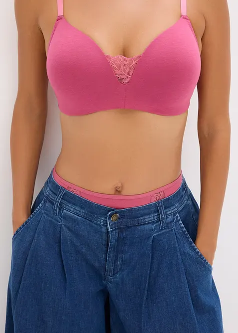 Vyztužená podprsenka bez kostic, s obsahem bavlny (2 ks v balení), bonprix